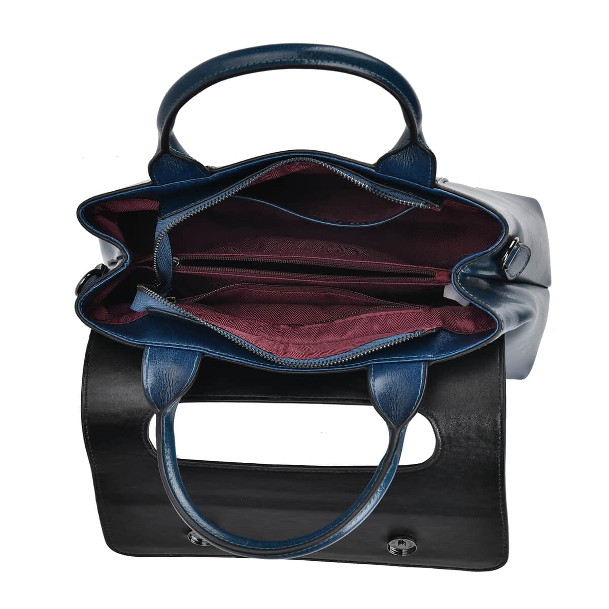 Navy Multi-Purpose 2-in-1 Genuine Leather Crossbody Bag with Handle Drop and Shoulder Straps image number 4