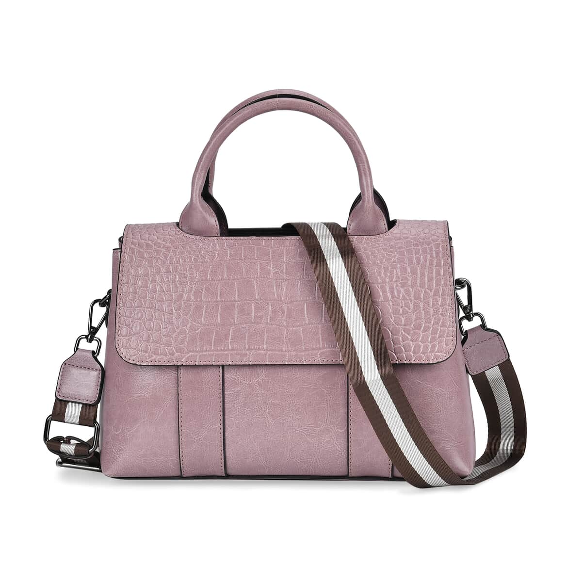 Pink Multi-Purpose 2-in-1 Genuine Leather Crossbody Bag with Handle Drop and Shoulder Straps image number 0