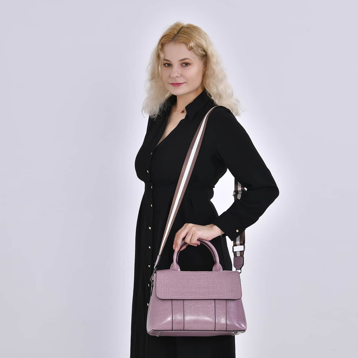 Pink Multi-Purpose 2-in-1 Genuine Leather Crossbody Bag with Handle Drop and Shoulder Straps image number 1