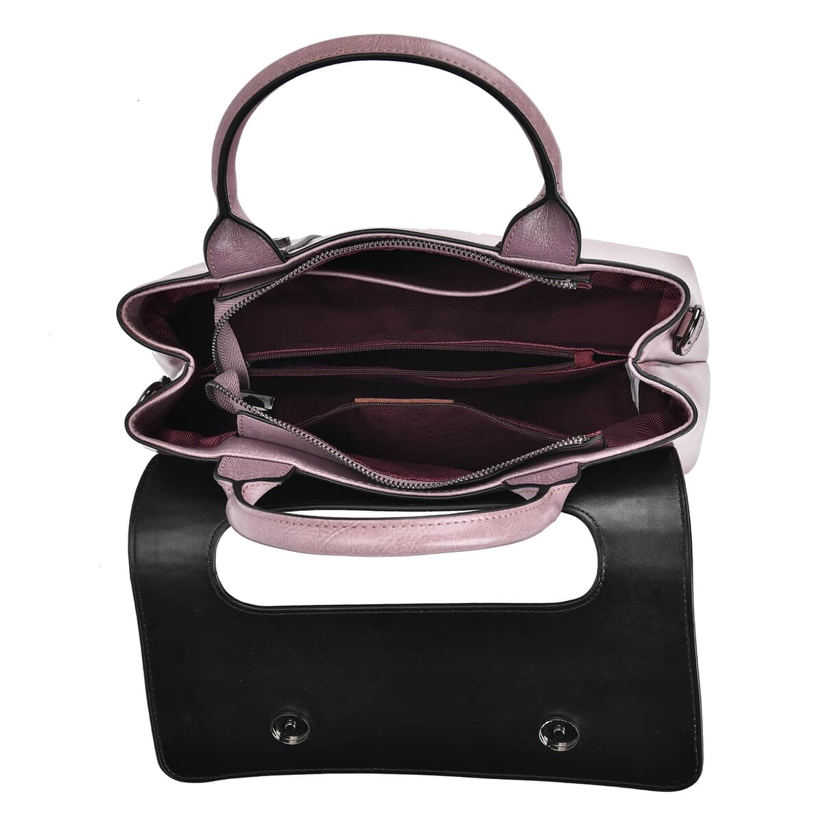 Pink Multi-Purpose 2-in-1 Genuine Leather Crossbody Bag with Handle Drop and Shoulder Straps image number 4