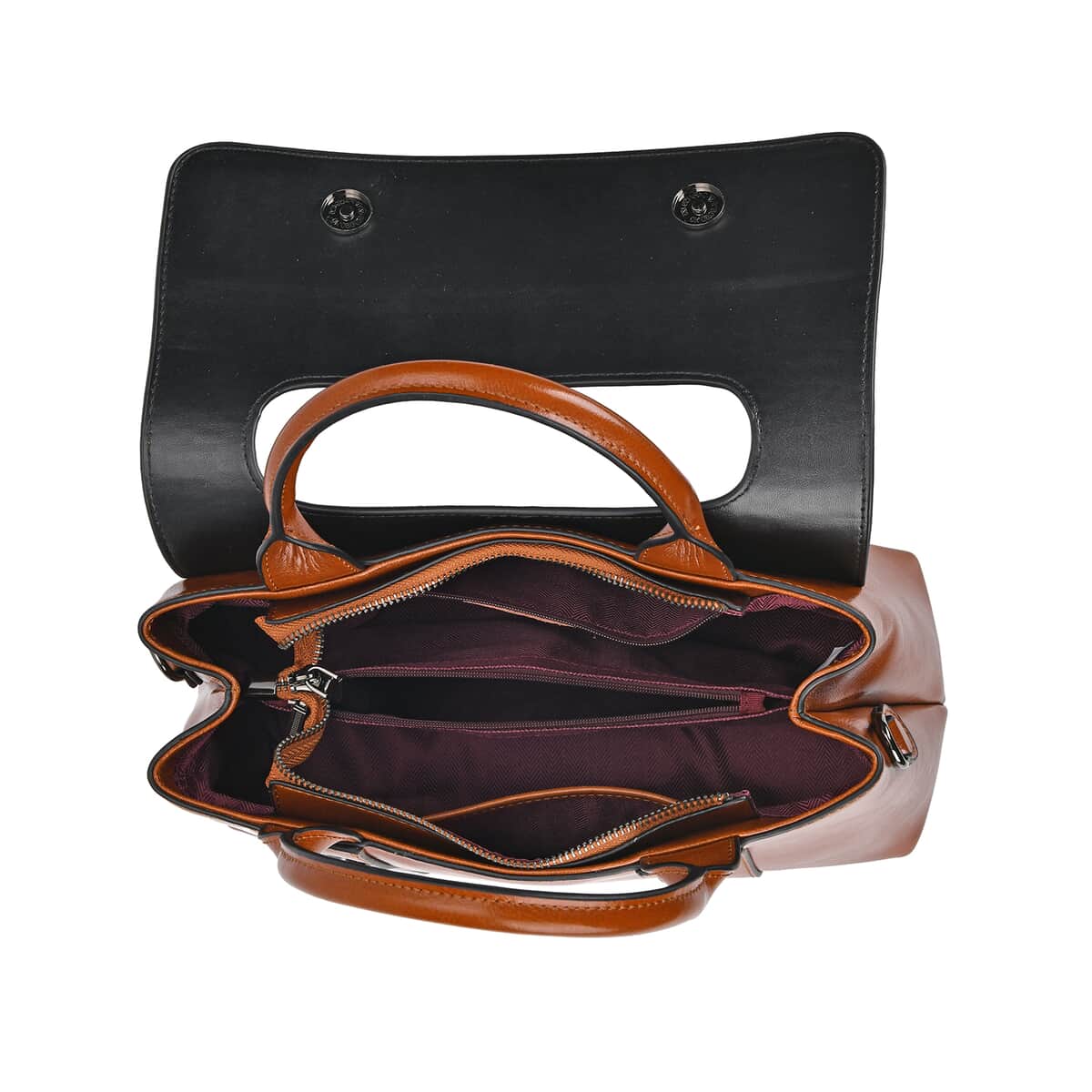 Tan Multi-Purpose 2-in-1 Genuine Leather Crossbody Bag with Handle Drop and Shoulder Straps image number 4