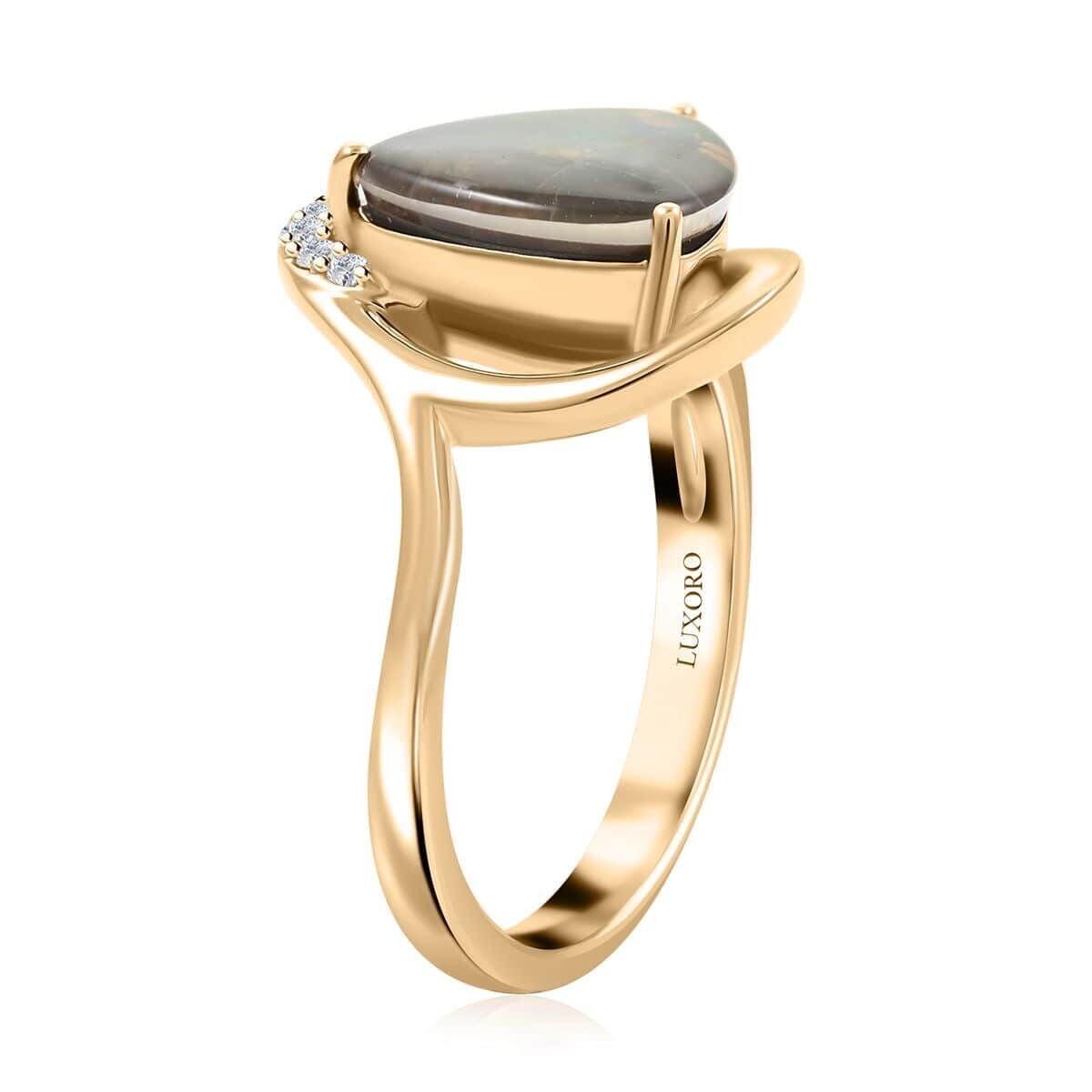 Luxoro 10K Yellow Gold AAA Canadian Ammolite, Diamond (G-H, I2) Ring (Size 5.5) 2.70 ctw image number 3