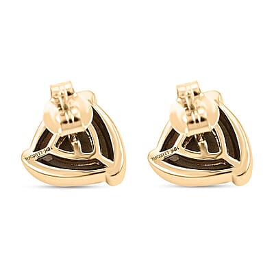 Certified & Appraised Luxoro 10K Yellow Gold AAA Canadian Ammolite and G-H I2 Diamond Earrings 0.10 ctw