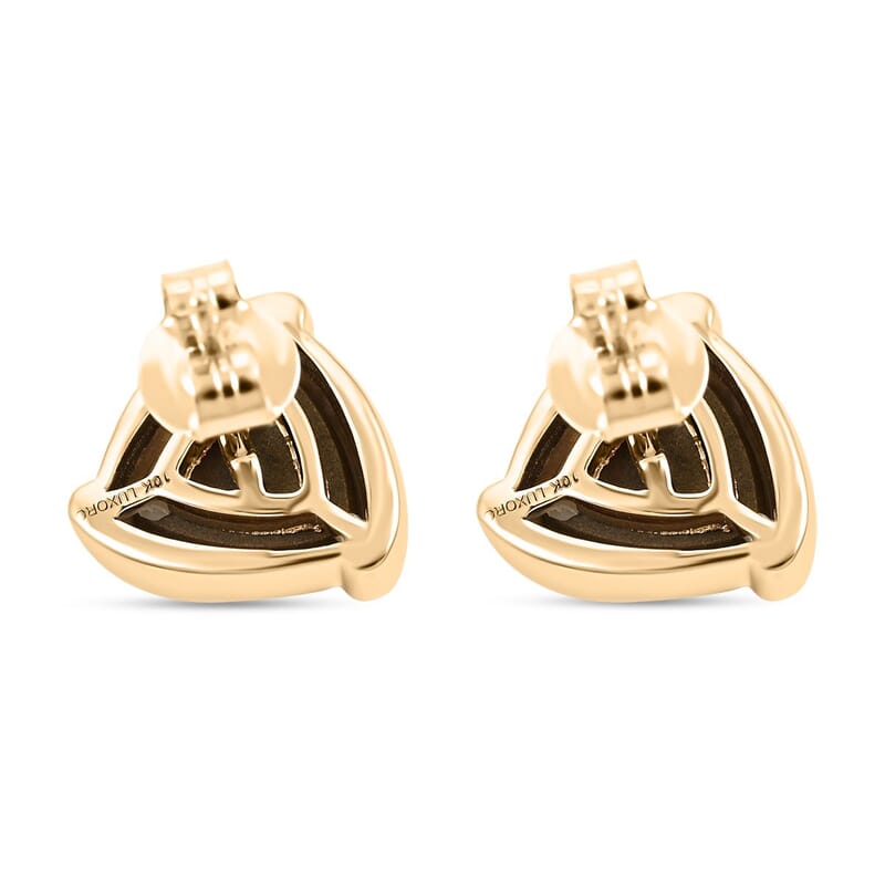 Certified & Appraised Luxoro 10K Yellow Gold AAA Canadian Ammolite and G-H I2 Diamond Earrings 0.10 ctw