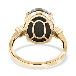 Certified & Appraised Luxoro AAA Canadian Ammolite, Diamond Ring in 10K Yellow Gold 0.10 ctw (Size 4.5)
