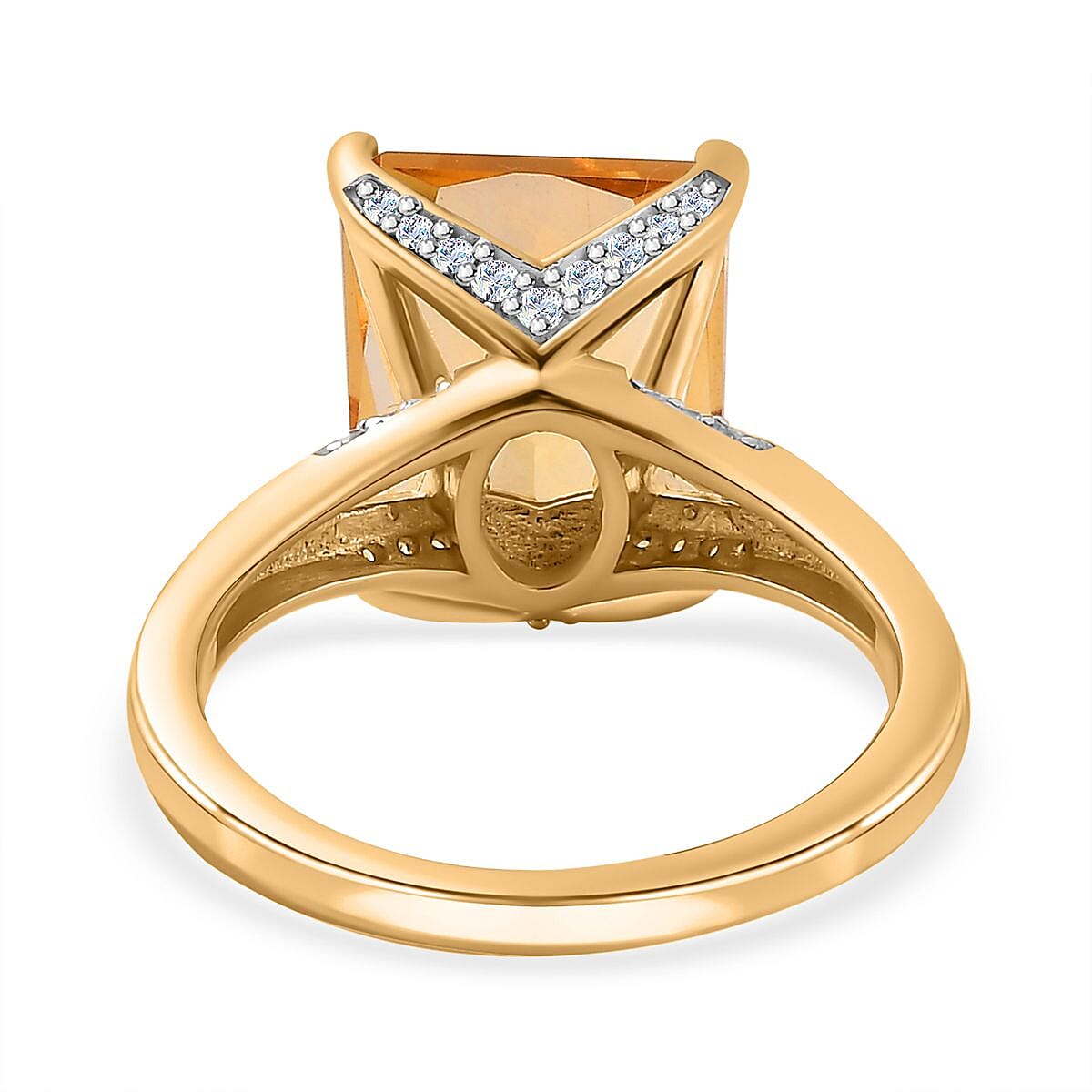 Brazilian Citrine and White Zircon 5.71 ctw Ring in Vermeil Yellow Gold Over Sterling Silver (Size 11.5)