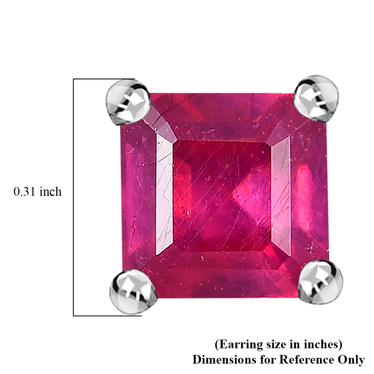 Niassa Ruby (FF) Solitaire Stud Earrings in Platinum Over Sterling Silver 3.35 ctw image number 4