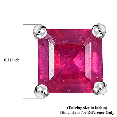 Niassa Ruby (FF) Solitaire Stud Earrings in Platinum Over Sterling Silver 3.35 ctw