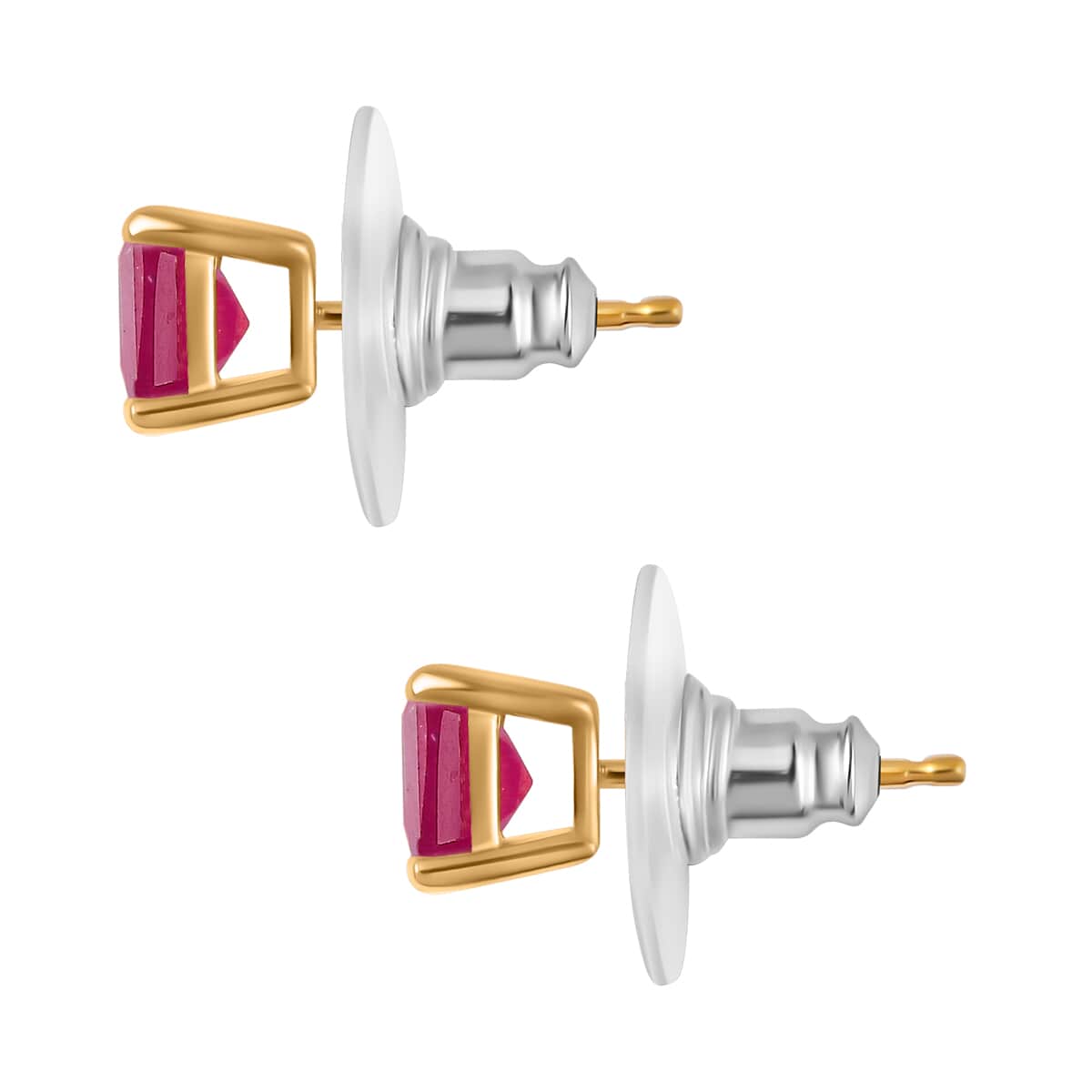 Niassa Ruby (FF) Solitaire Stud Earrings in Vermeil YG Over Sterling Silver 3.30 ctw image number 4