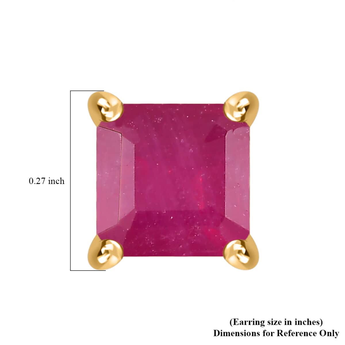 Niassa Ruby (FF) Solitaire Stud Earrings in Vermeil YG Over Sterling Silver 3.30 ctw image number 5