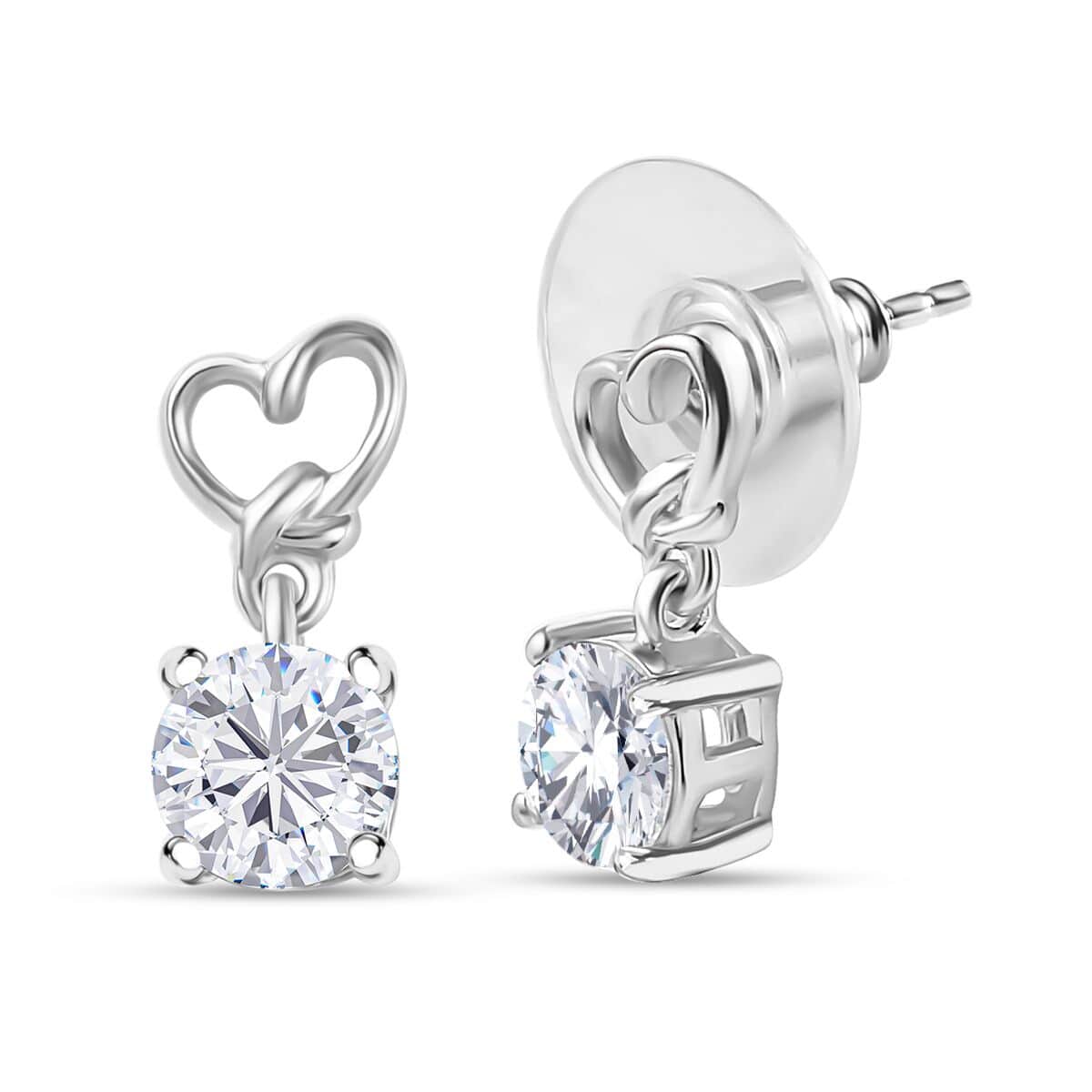 LUSTRO STELLA Made with Finest CZ Solitaire Stud Earrings in Platinum Over Sterling Silver 3.30 ctw image number 0