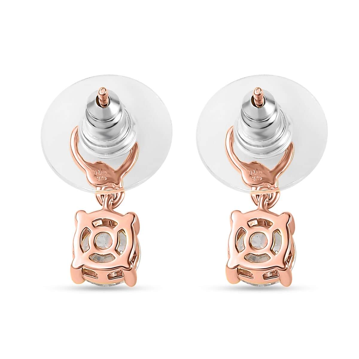 LUSTRO STELLA Made with Finest CZ Solitaire Stud Earrings in Vermeil Rose Gold Over Sterling Silver 3.30 ctw image number 4