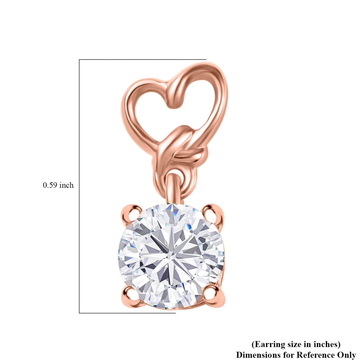 LUSTRO STELLA Made with Finest CZ Solitaire Stud Earrings in Vermeil Rose Gold Over Sterling Silver 3.30 ctw image number 5