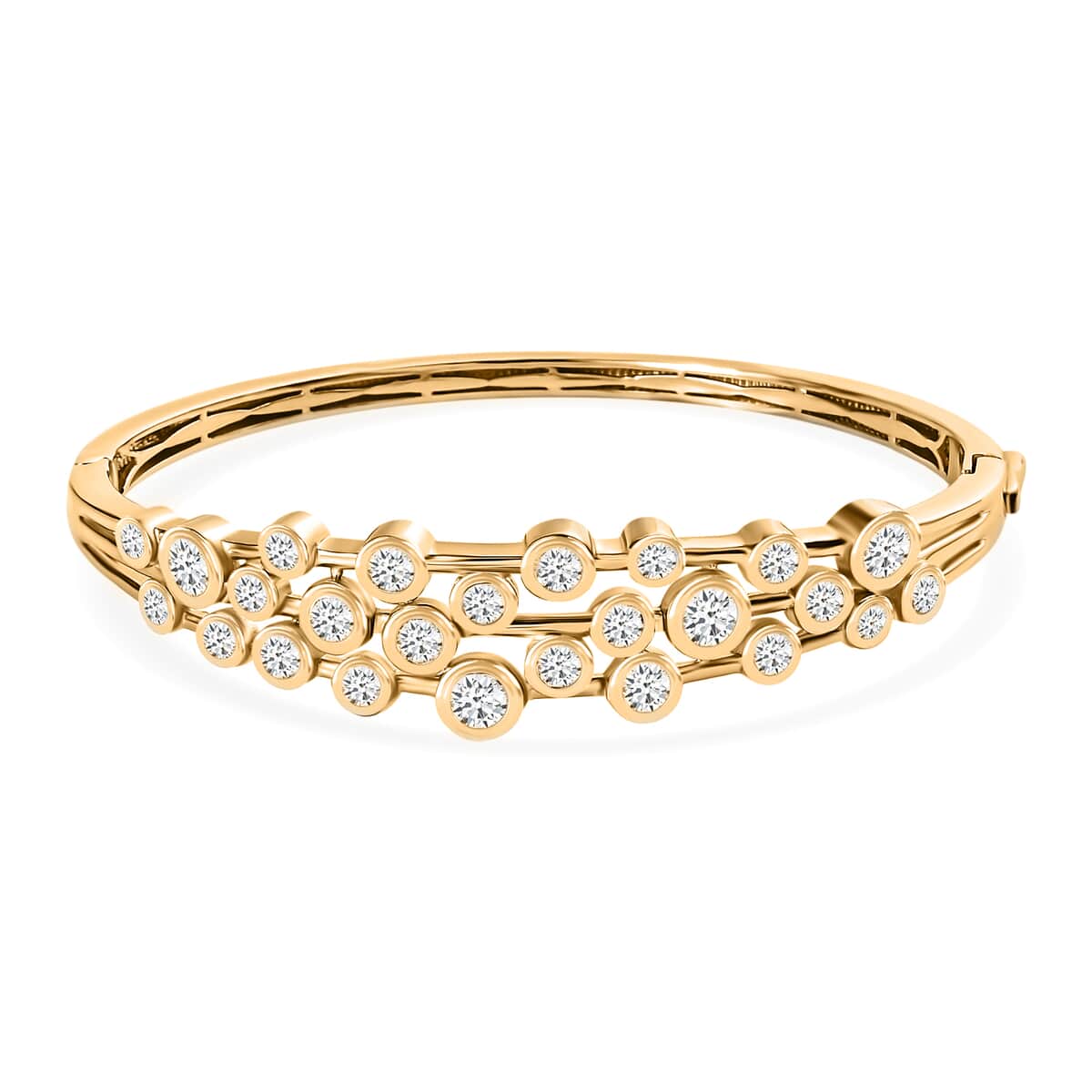 Moissanite 5.15 ctw Bangle Bracelet in Vermeil Yellow Gold Over Sterling Silver (7.25 In) image number 0