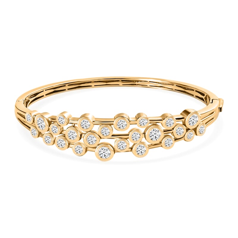 Moissanite 5.15 ctw Bangle Bracelet in Vermeil Yellow Gold Over Sterling Silver (7.25 In)