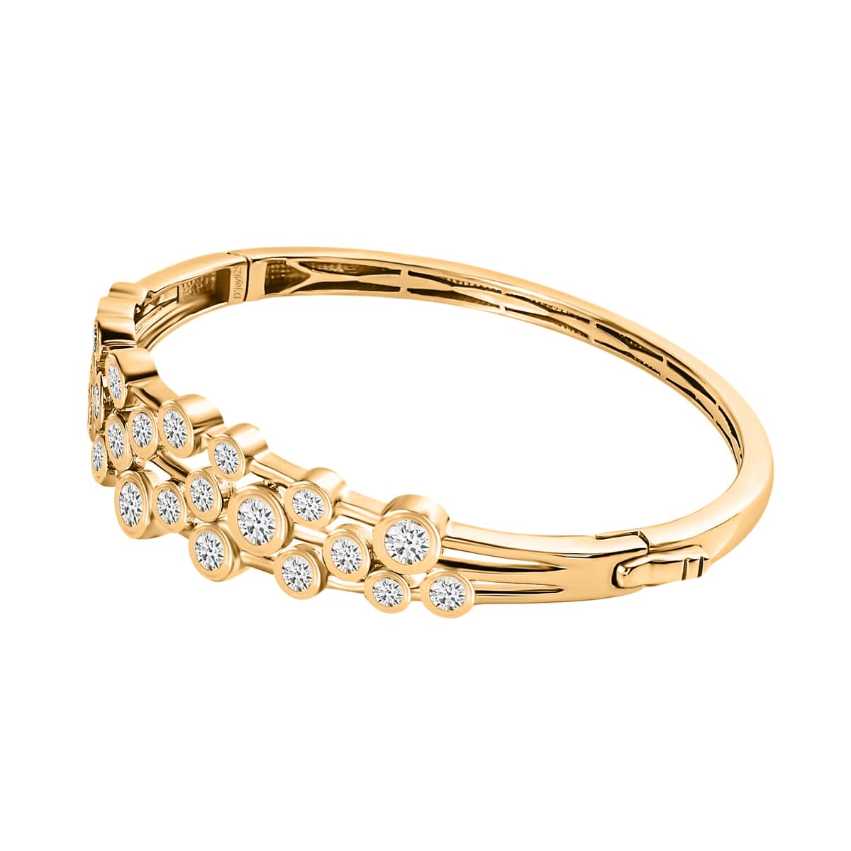 Moissanite 5.15 ctw Bangle Bracelet in Vermeil Yellow Gold Over Sterling Silver (7.25 In) image number 3