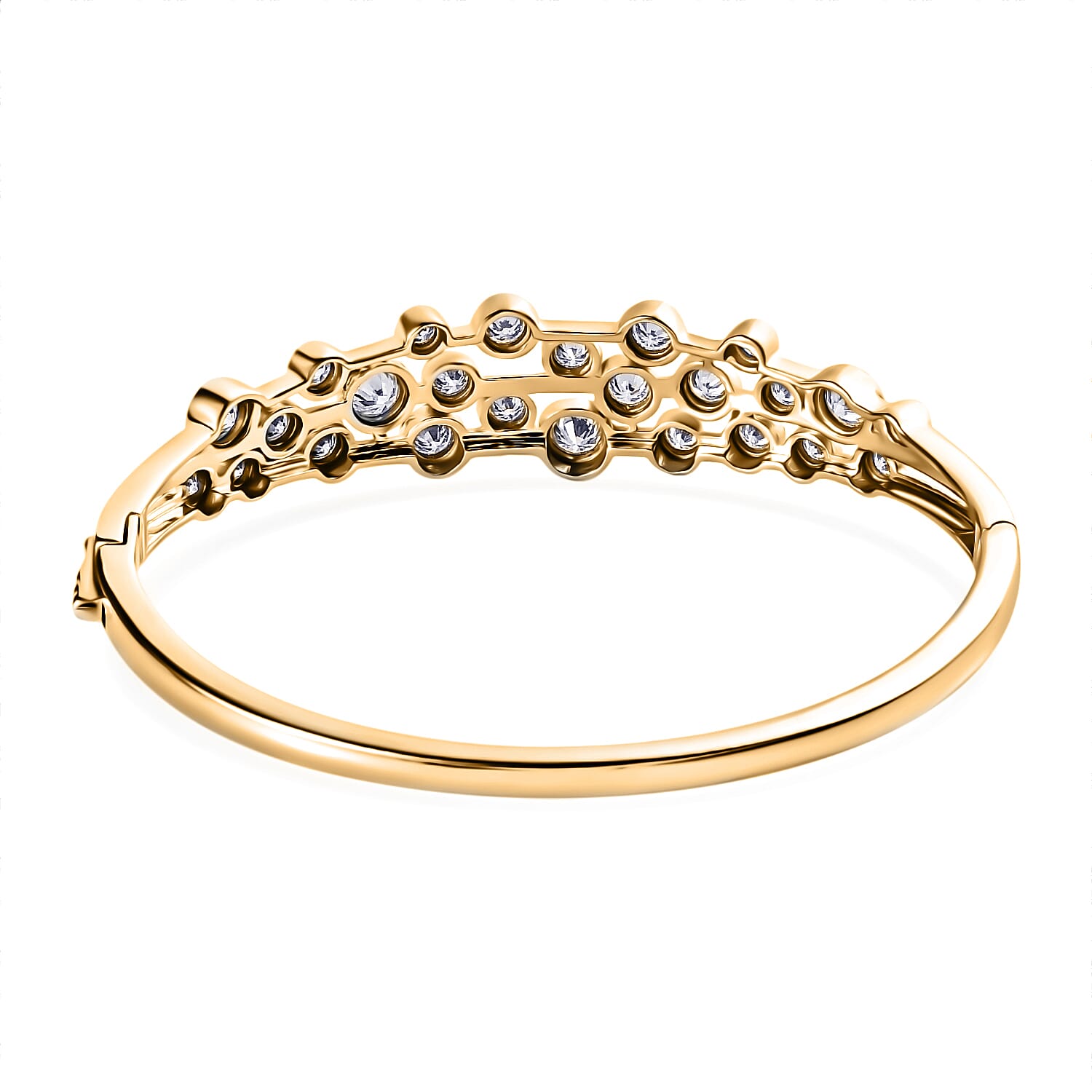 Moissanite 5.15 ctw Bangle Bracelet in Vermeil Yellow Gold Over Sterling Silver (7.25 In)