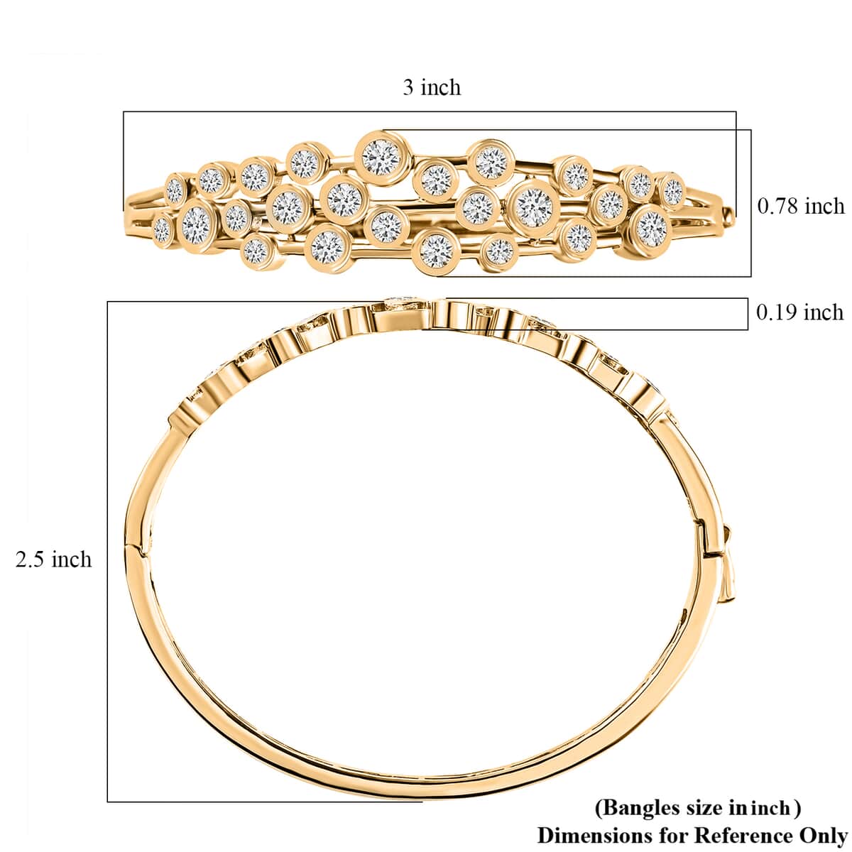 Moissanite 5.15 ctw Bangle Bracelet in Vermeil Yellow Gold Over Sterling Silver (7.25 In) image number 5