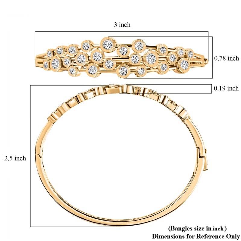 Moissanite 5.15 ctw Bangle Bracelet in Vermeil Yellow Gold Over Sterling Silver (7.25 In)
