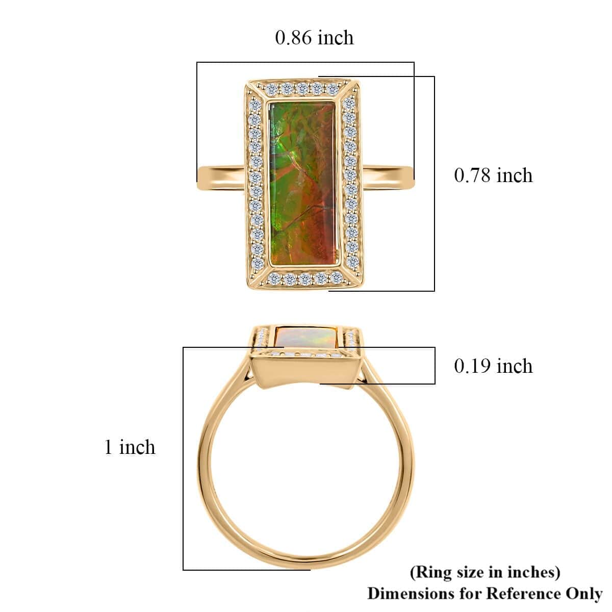 Certified & Appraised Luxoro 10K Yellow Gold AAA Canadian Ammolite, Diamond (G-H, I2) (0.27 cts) Ring (Size 10.5) (4.25 g) 0.27 ctw image number 4