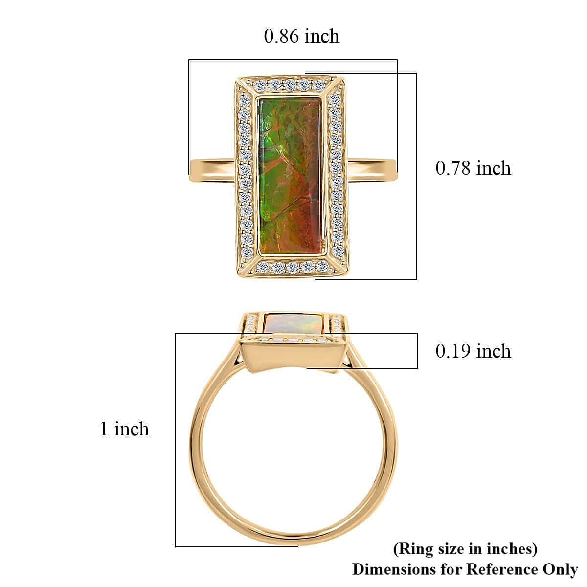 Certified & Appraised Luxoro 10K Yellow Gold AAA Canadian Ammolite, Diamond (G-H, I2) (0.27 cts) Ring (Size 11.0) (4.25 g) 0.27 ctw image number 4