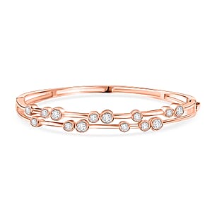 Moissanite 2.15 ctw Bangle Bracelet in Vermeil Rose Gold Over Sterling Silver (7.25 In)