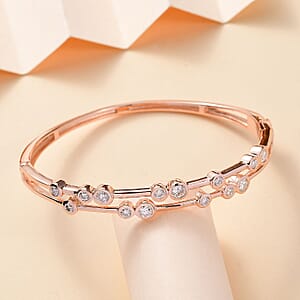 Moissanite 2.15 ctw Bangle Bracelet in Vermeil Rose Gold Over Sterling Silver (7.25 In)
