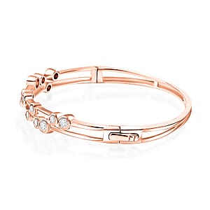 Moissanite 2.15 ctw Bangle Bracelet in Vermeil Rose Gold Over Sterling Silver (7.25 In)