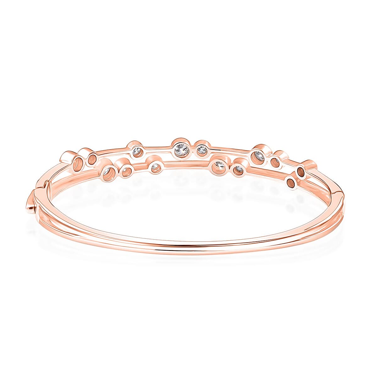 Moissanite 2.15 ctw Bangle Bracelet in Vermeil Rose Gold Over Sterling Silver (7.25 In) image number 4