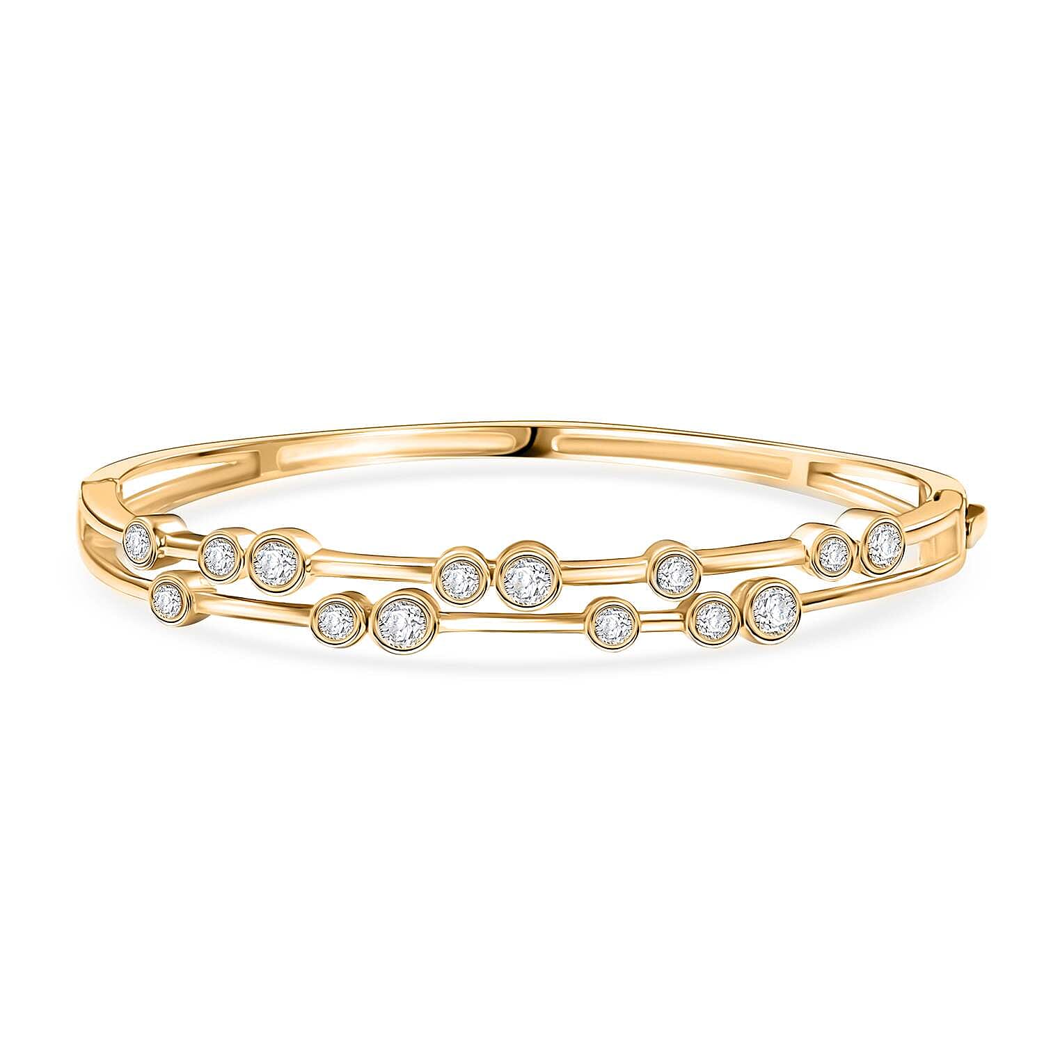 Moissanite 2.15 ctw Bangle Bracelet in Vermeil YG Over Sterling Silver (7.25 in)