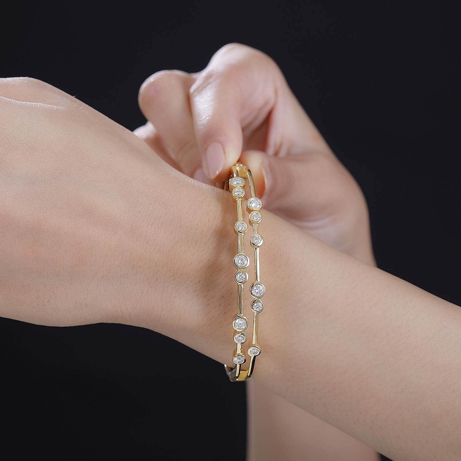 Moissanite 2.15 ctw Bangle Bracelet in Vermeil YG Over Sterling Silver (7.25 in)