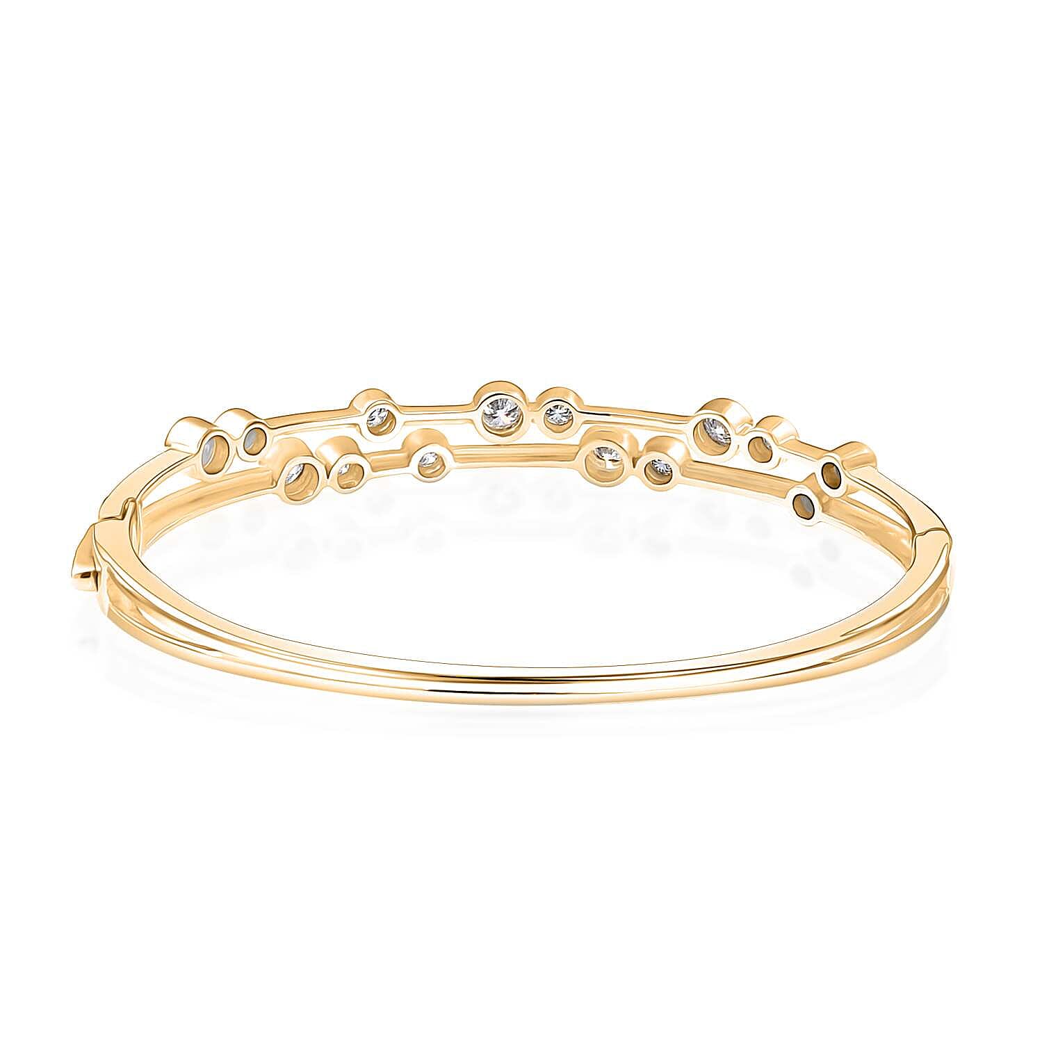 Moissanite 2.15 ctw Bangle Bracelet in Vermeil YG Over Sterling Silver (7.25 in)