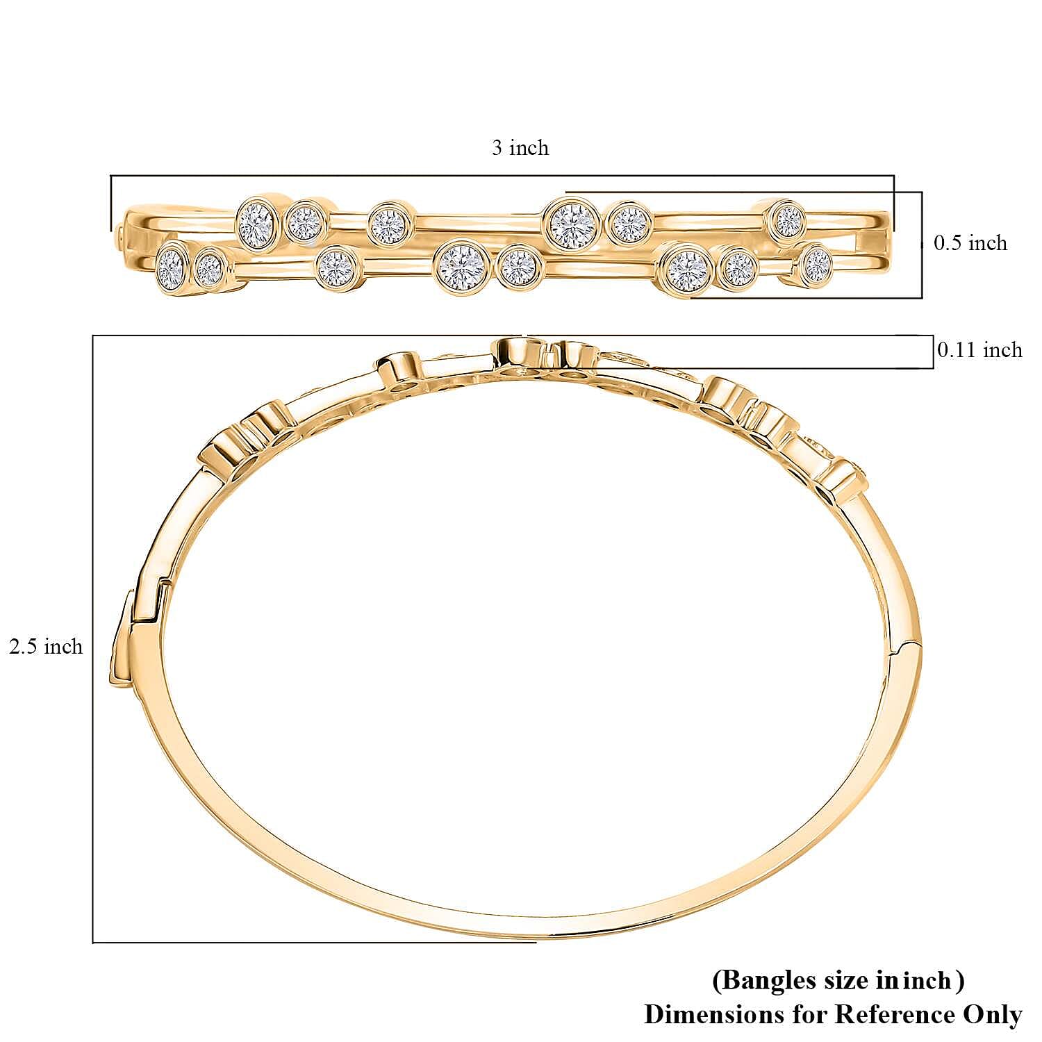 Moissanite 2.15 ctw Bangle Bracelet in Vermeil YG Over Sterling Silver (7.25 in)