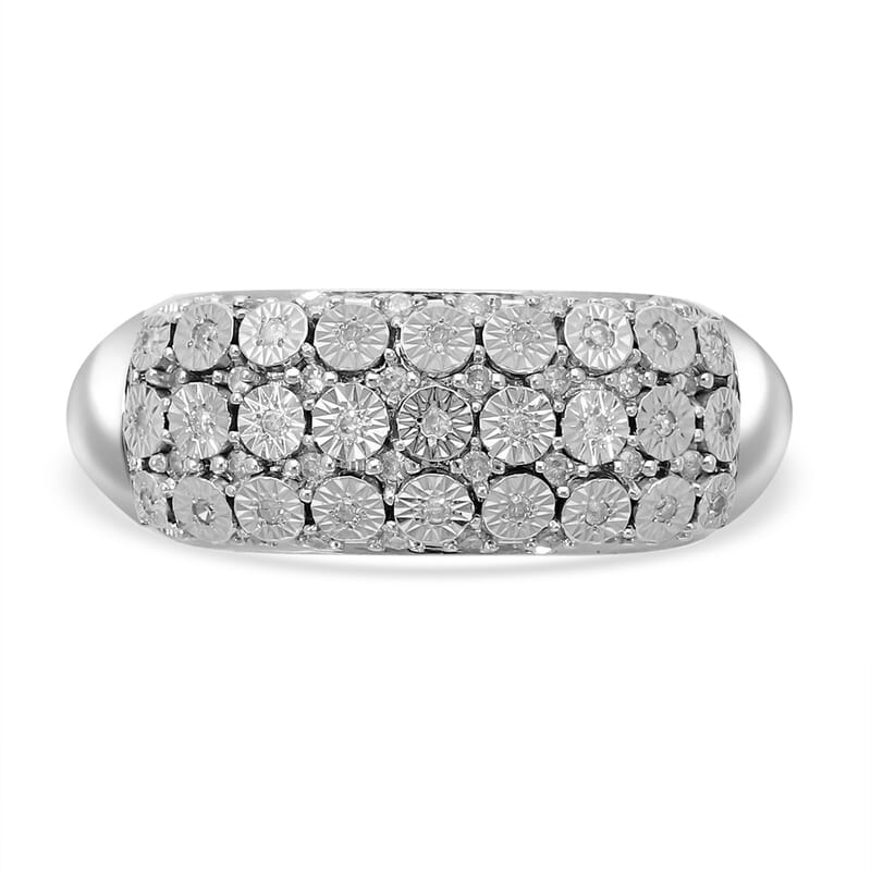 Diamond Ring in Platinum Over Sterling Silver (Size 7) 0.25 ctw