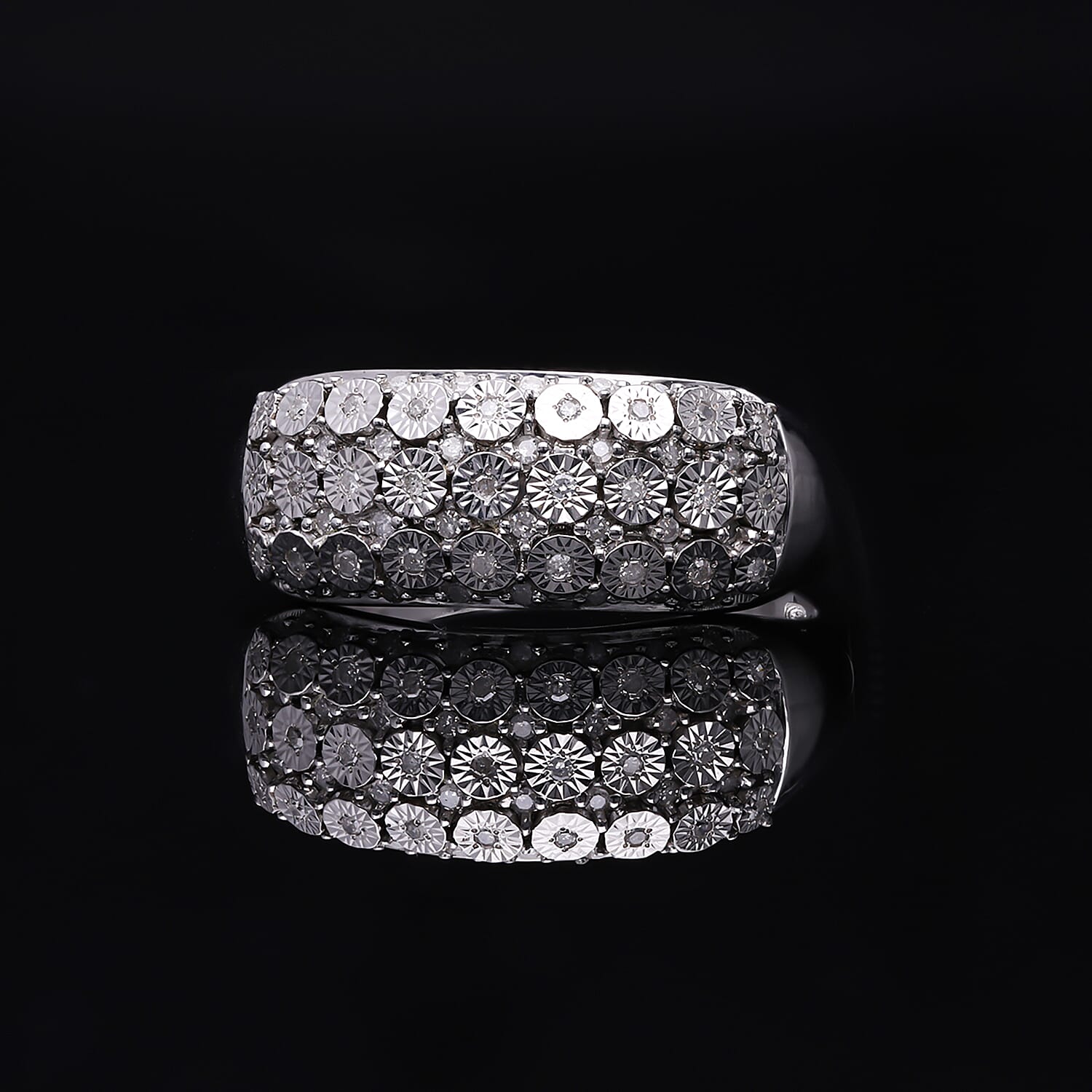 Diamond Ring in Platinum Over Sterling Silver (Size 7) 0.25 ctw