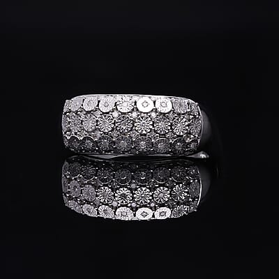 Diamond Ring in Platinum Over Sterling Silver (Size 7) 0.25 ctw
