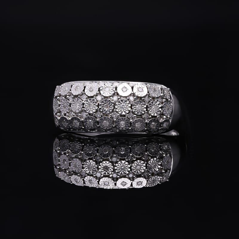 Diamond Ring in Platinum Over Sterling Silver (Size 7) 0.25 ctw