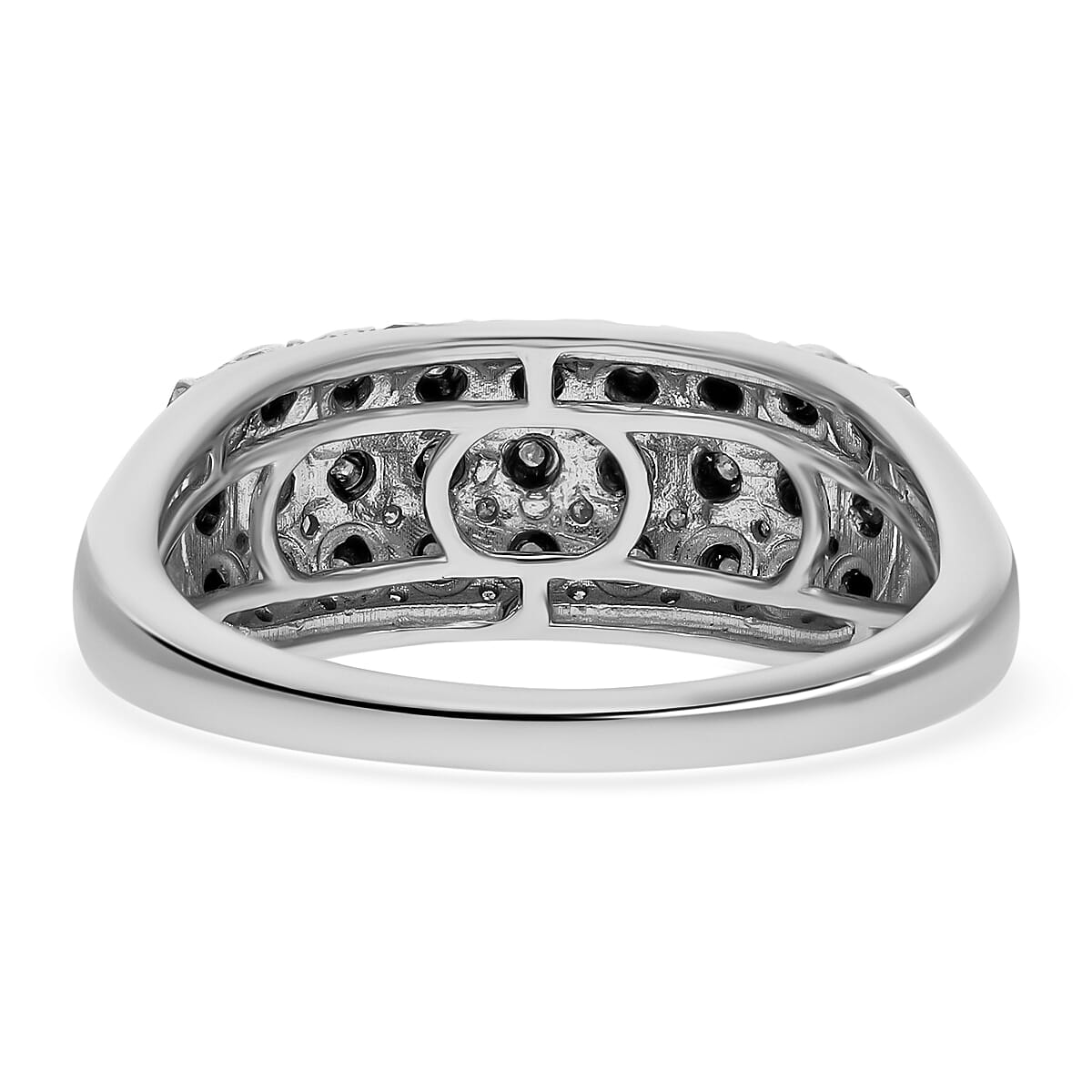 Diamond Ring in Platinum Over Sterling Silver (Size 7) 0.25 ctw