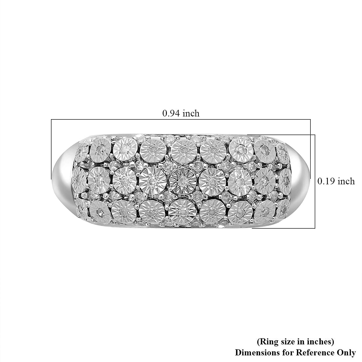 Diamond Ring in Platinum Over Sterling Silver (Size 7) 0.25 ctw
