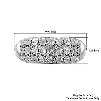 Diamond Ring in Platinum Over Sterling Silver (Size 7) 0.25 ctw