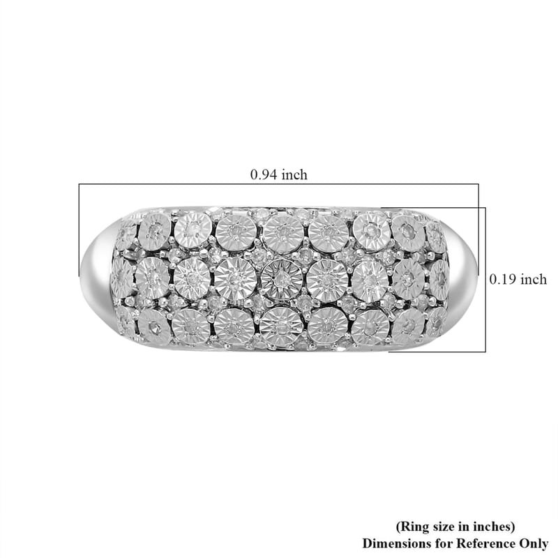 Diamond Ring in Platinum Over Sterling Silver (Size 7) 0.25 ctw