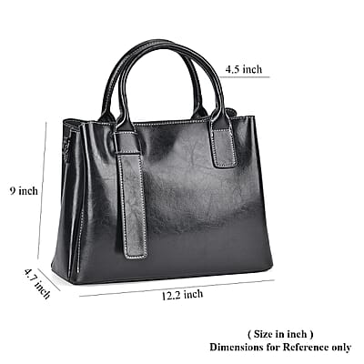 Black Genuine Leather Crossbody Bag with Handle Drop and Long Shoulder Strap