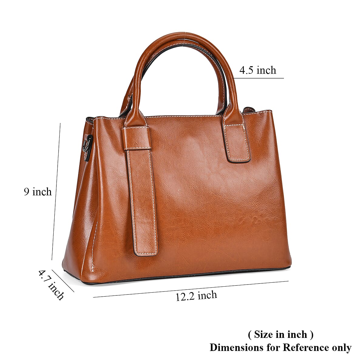Tan Genuine Leather Crossbody Bag with Handle Drop and Long Shoulder Strap image number 6
