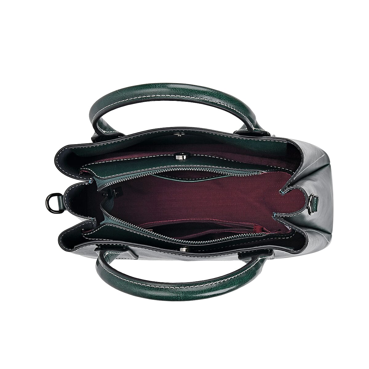 Green Genuine Leather Crossbody Bag with Handle Drop and Long Shoulder Strap image number 4