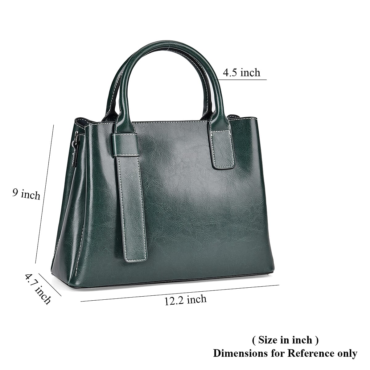 Green Genuine Leather Crossbody Bag with Handle Drop and Long Shoulder Strap image number 6