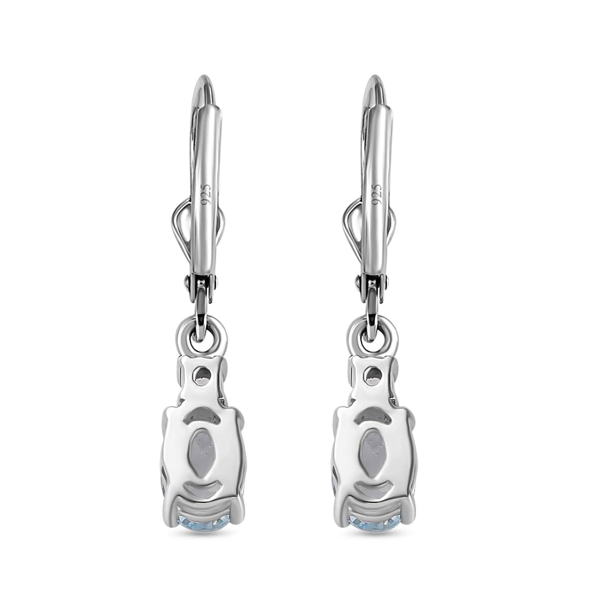 Sky Blue Topaz and White Topaz Lever Back Earrings in Platinum Over Sterling Silver 1.85 ctw image number 4