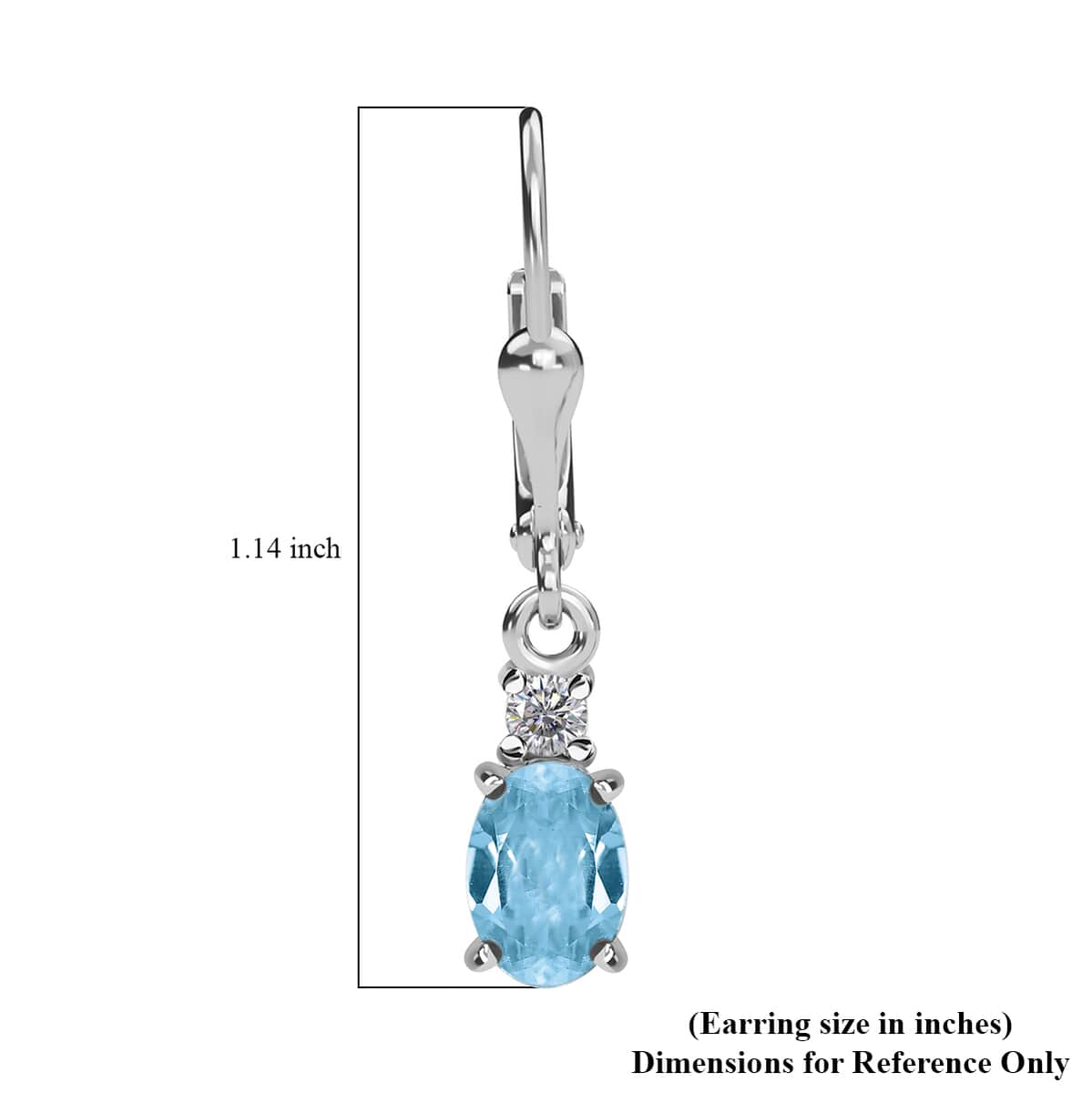 Sky Blue Topaz and White Topaz Lever Back Earrings in Platinum Over Sterling Silver 1.85 ctw image number 5