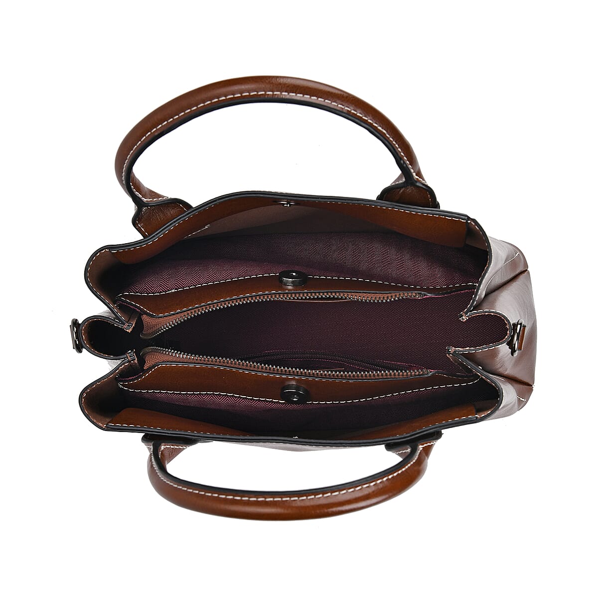 Brown Genuine Leather Crossbody Bag with Handle Drop and Long Shoulder Strap image number 4