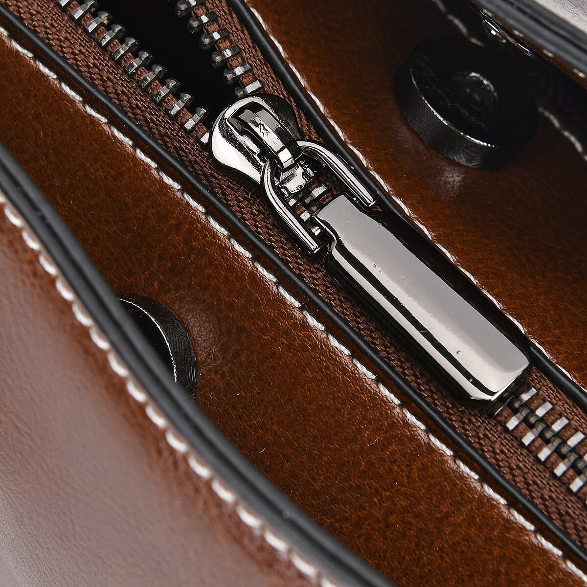 Brown Genuine Leather Crossbody Bag with Handle Drop and Long Shoulder Strap image number 5