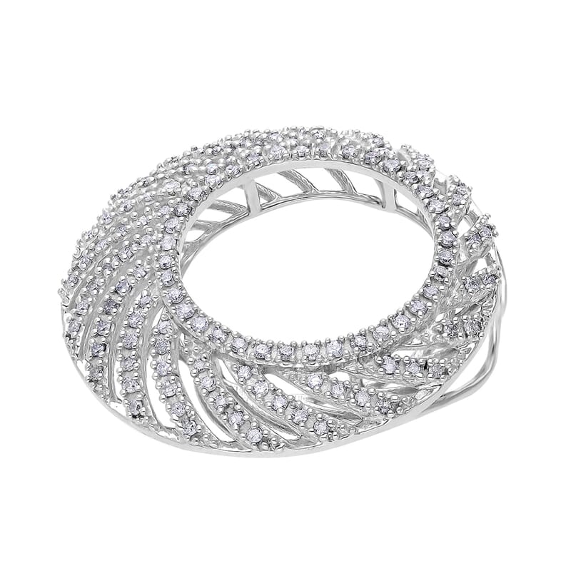 White Diamond 0.50 ctw Pendant without Chain in 18K Vermeil Yellow Gold Over Sterling Silver